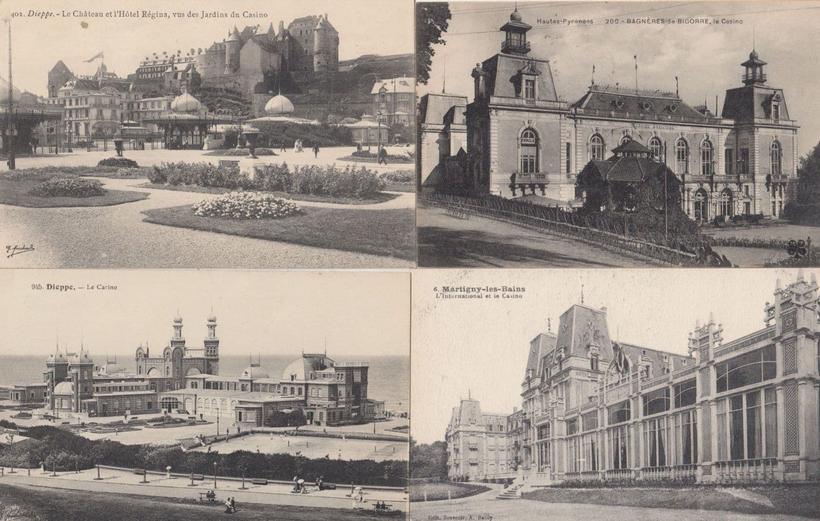 Dieppe Martigny Les Bains Hautes Pyrenees France Antique Casino s 4x Postcard s