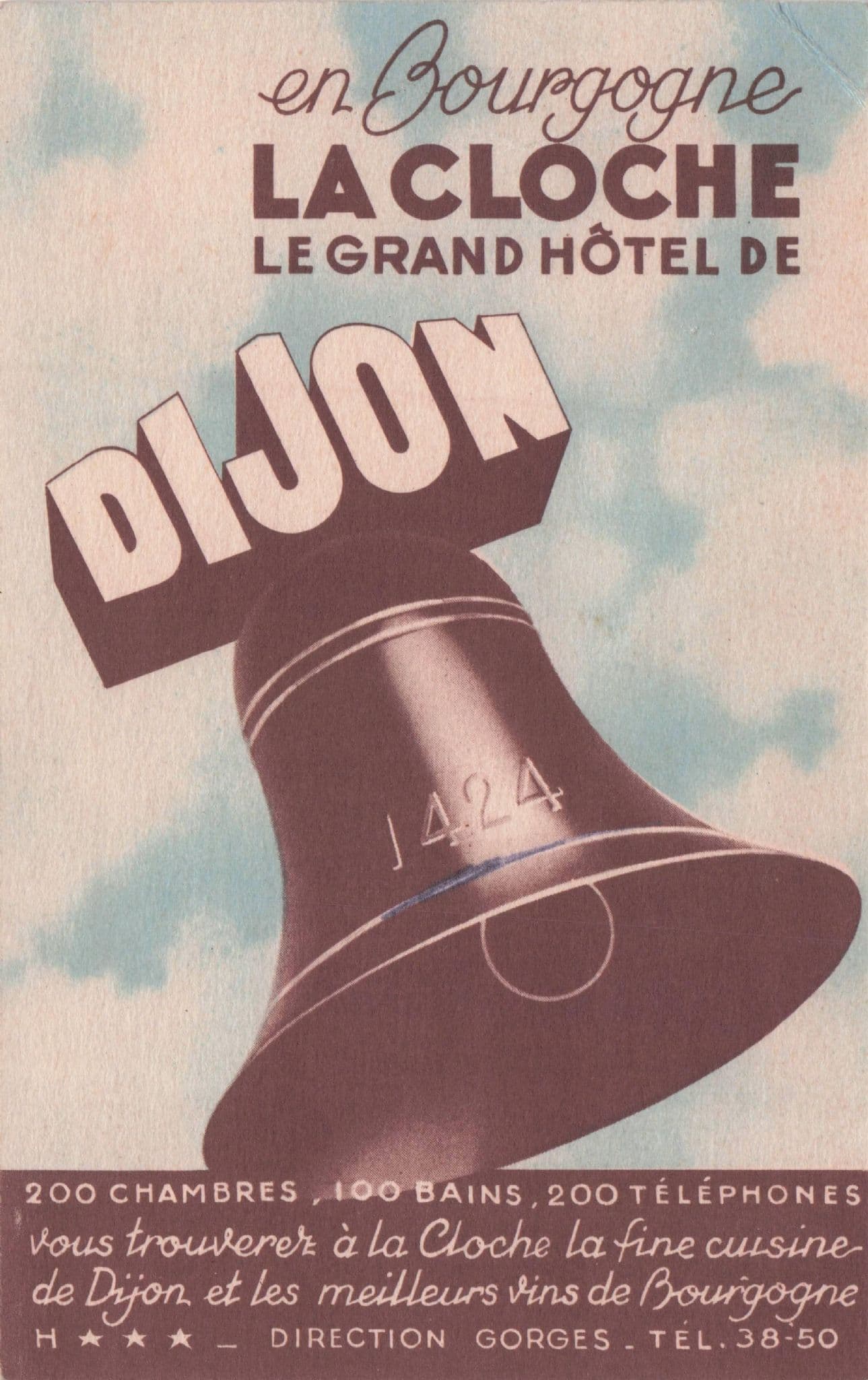 Dijon French Map Large Bell Ringing Old Advertising Card
