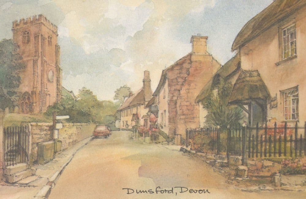 Dimsford Devon Painting Postcard