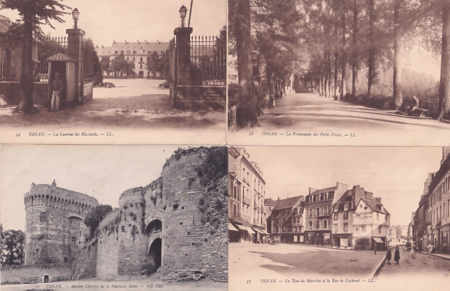 Dinan La Rue Due Marchix Chateau Caserne De Hussards 4x Old Postcard s