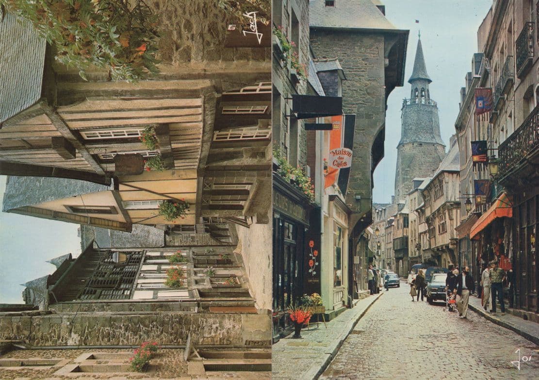 Dinan Maisons De Cafes Restaurant Street Flag France 2x Postcard s