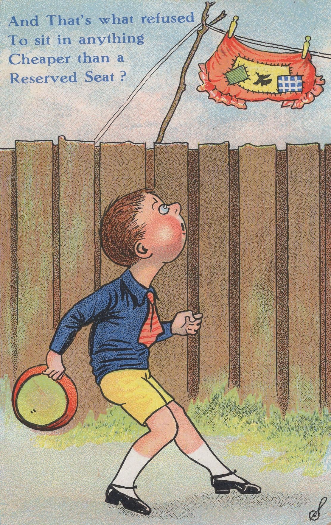 Dirty Repaired Underwear Washing Line Vintage Comic Postcard