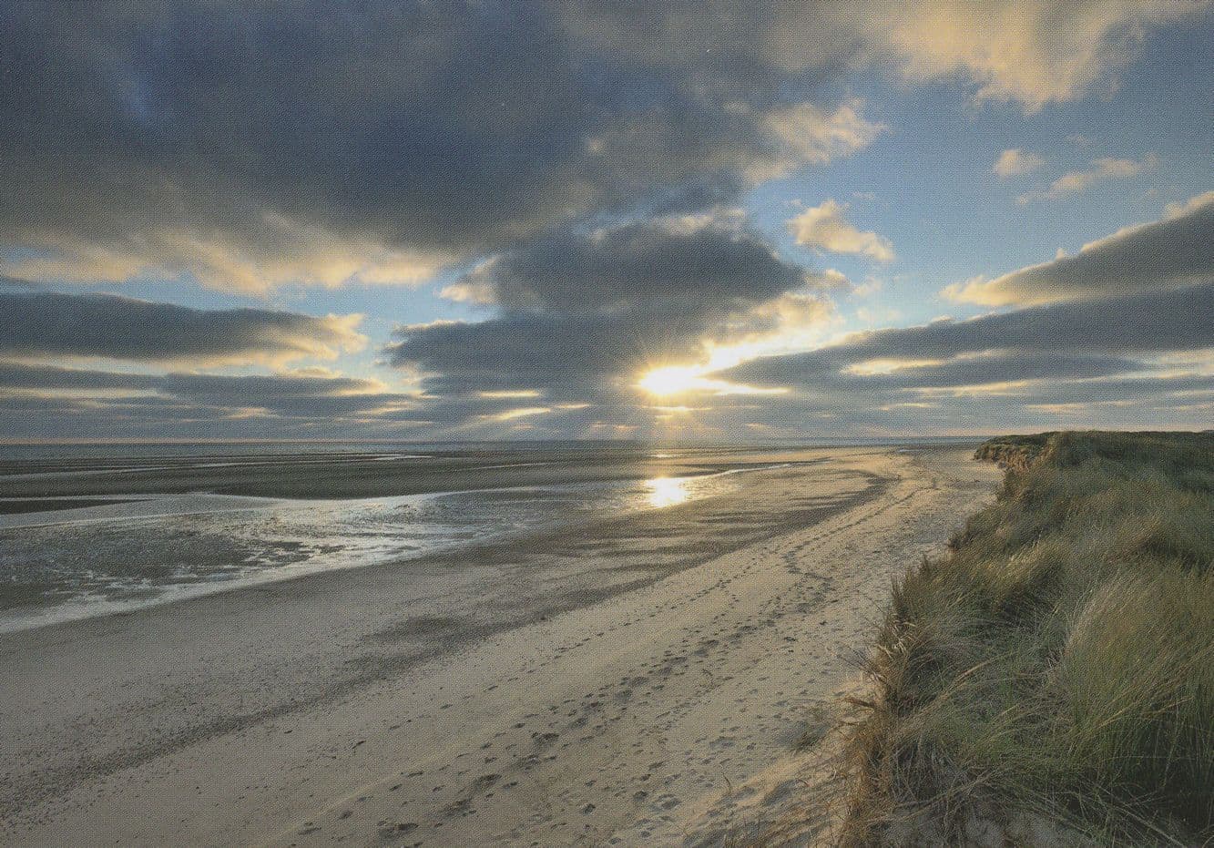 Disaster Storm Clouds Over Sunset at Holkham Beach Norfolk Postcard