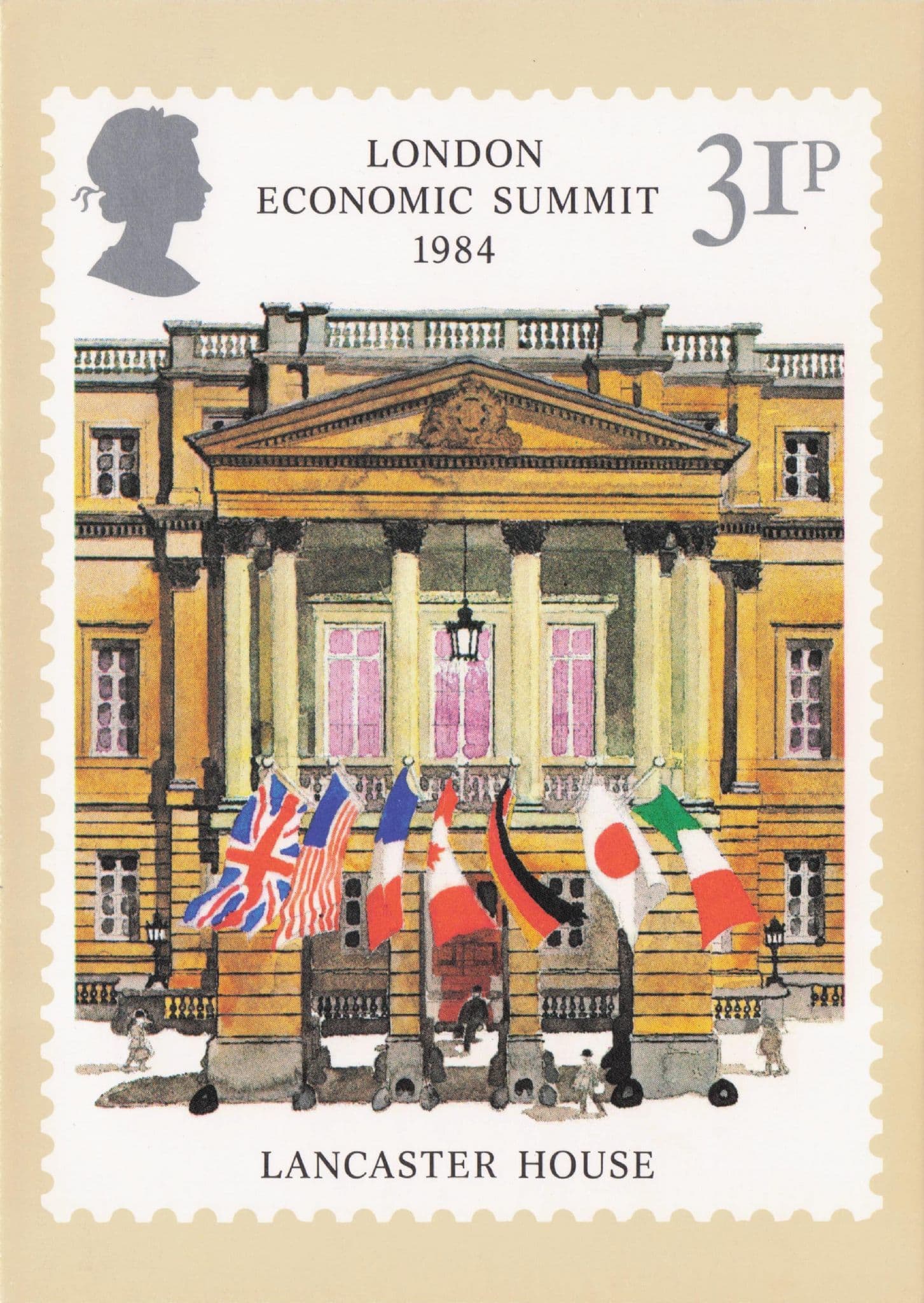 Display Of Flags Lancaster House London Economic Summit Postcard