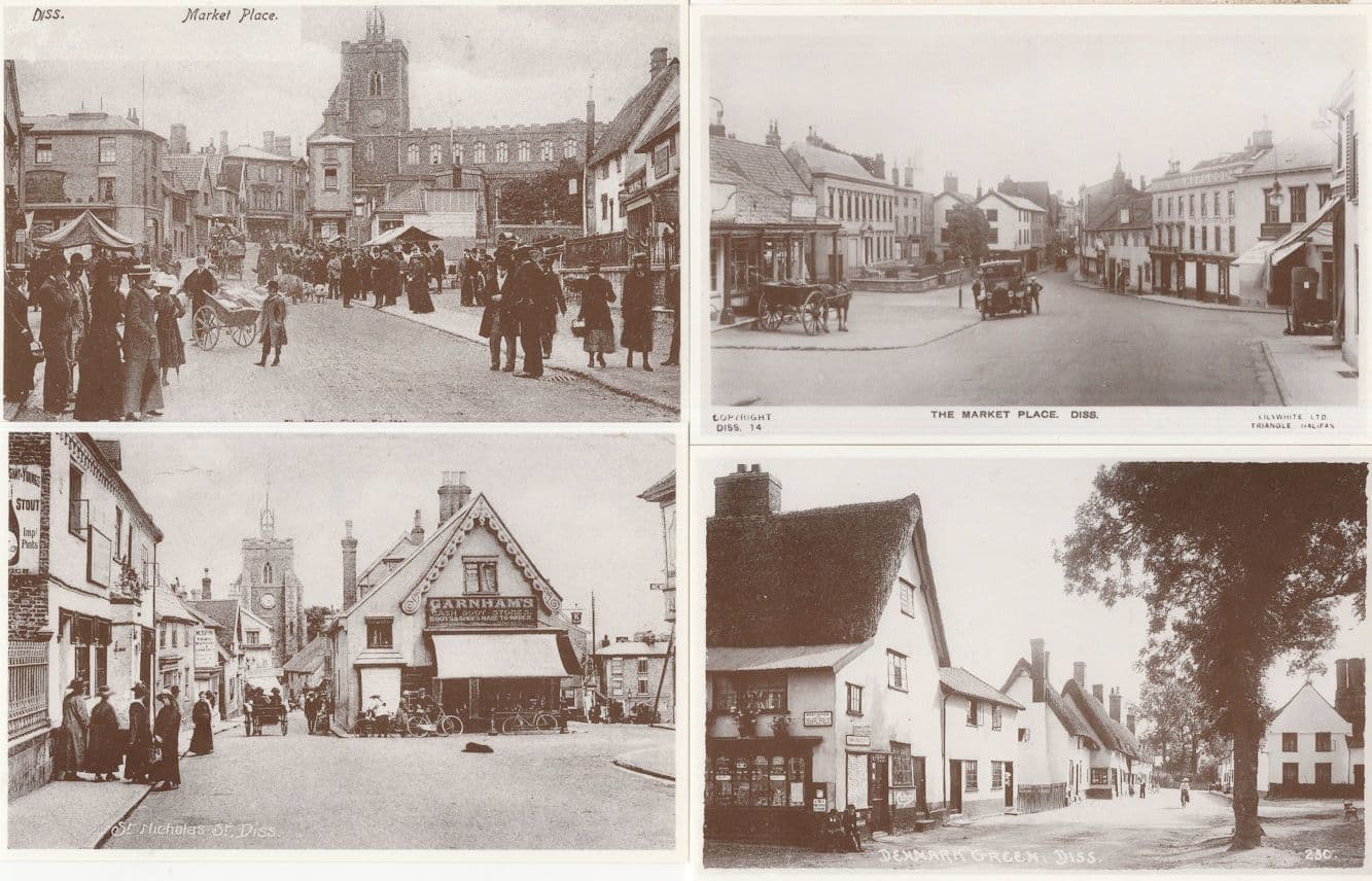 Diss Norfolk Market Place 4x Postcard s