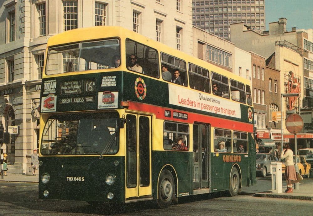 DM Fleetline Bus in 1979 London 150 Transport Anniversary Postcard