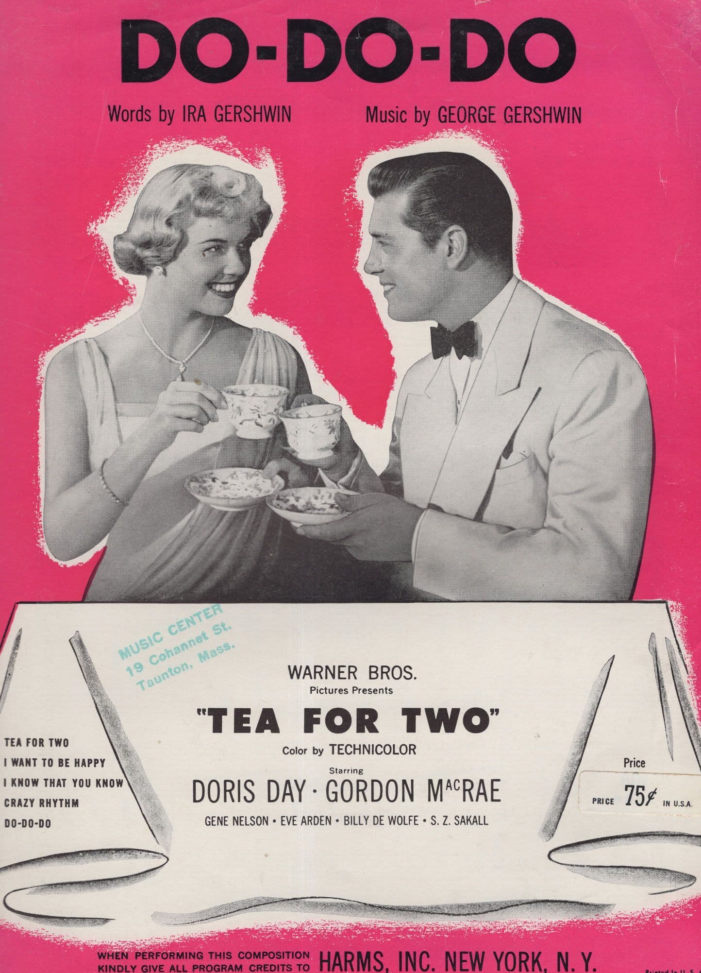 Do-Do-Do Doris Day Gordon McRae Tea For Two Film Sheet Music