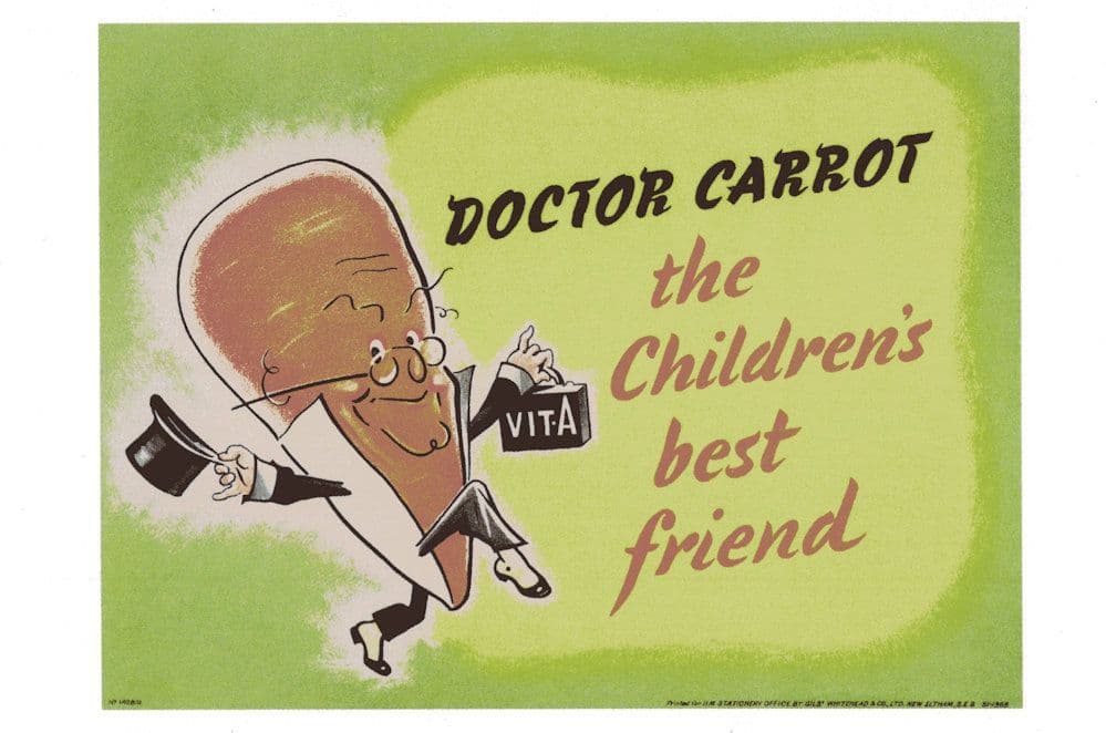 Doctor Carrot The Childrens Best Friend Vitamin A WW2 Poster Postcard