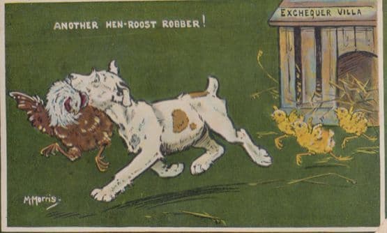 Dog Raiding Hen House Fox Hunting Style Bird In Mouth Exchequer Comic Postcard