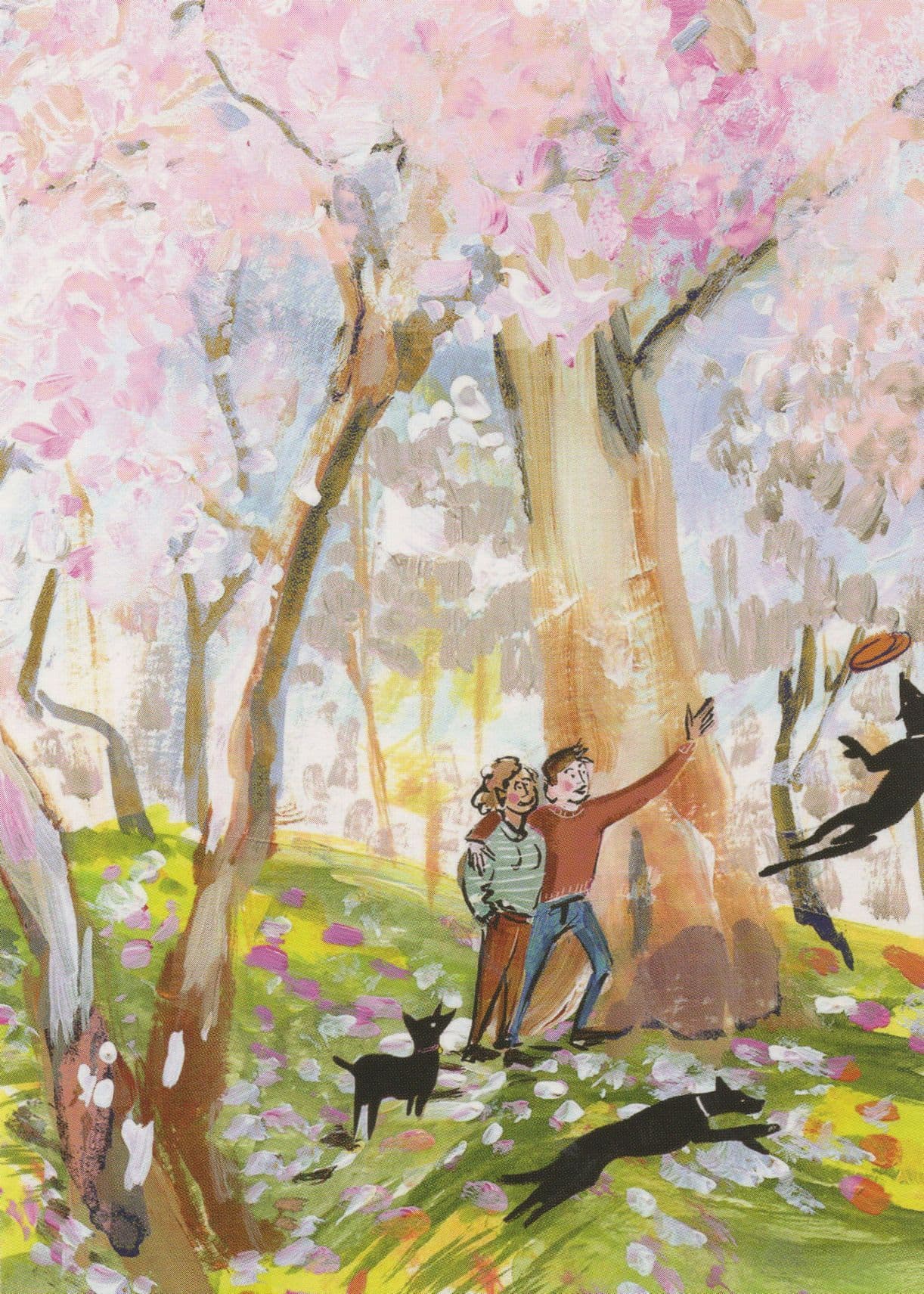 Dogs Blowing Away Disaster Weather Dog Comic Postcard