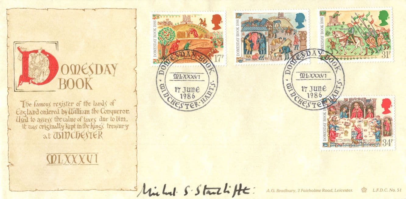 Domesday Book Dean Of Winchester 1986 Hand Signed FDC
