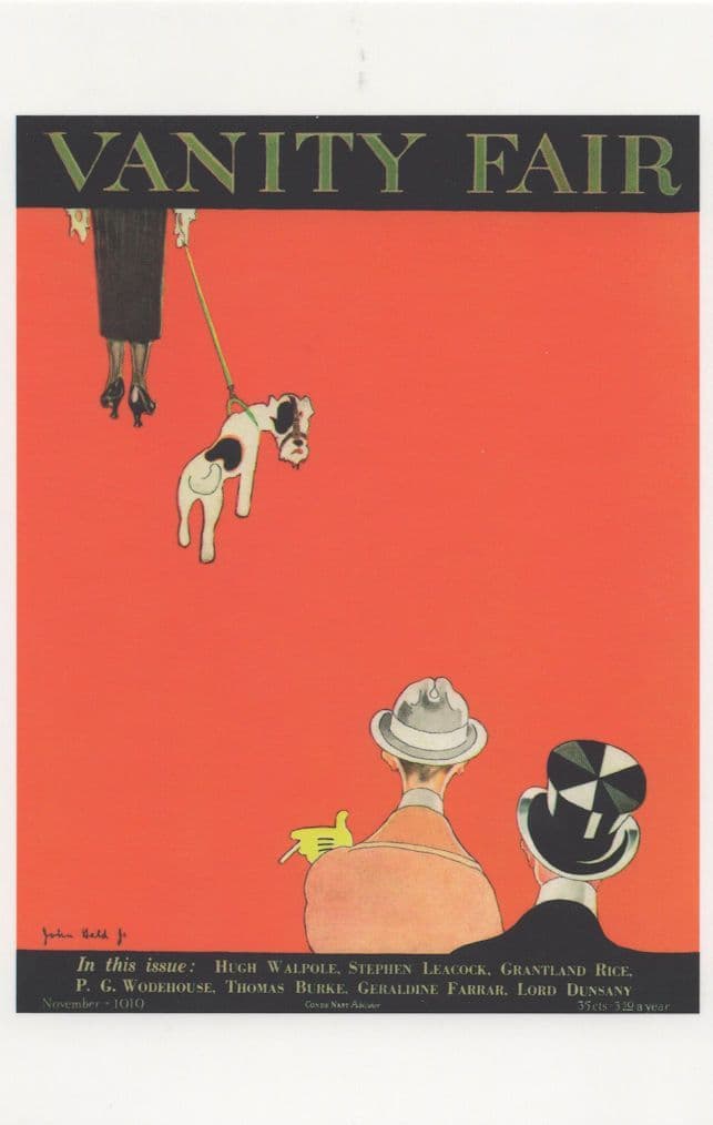 Dominant Women With Muzzled Dog Smoking Art Deco Painting Postcard