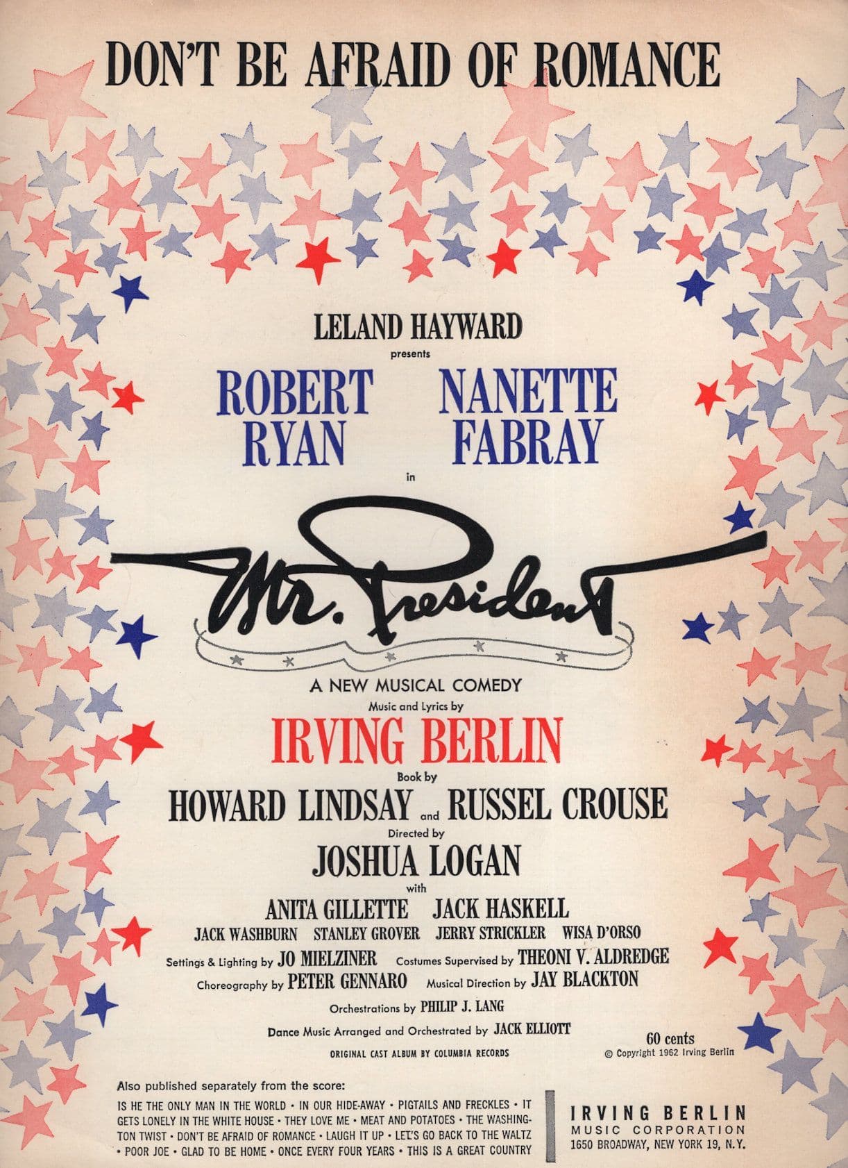 Don't Be Afraid Of Music Irving Berlin Musical XL Rare Sheet Music