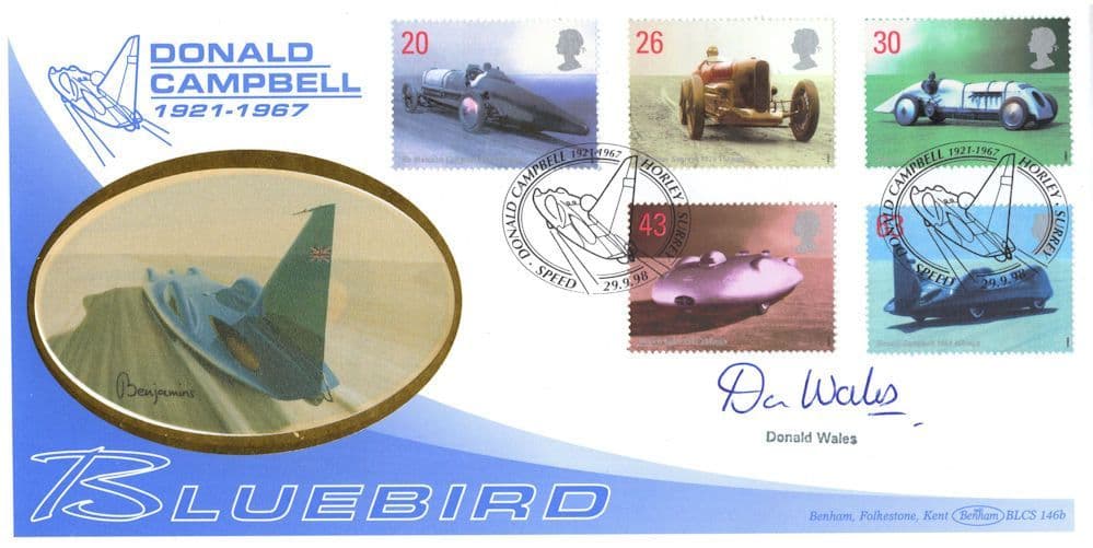Donald Wales Bluebird Land Speed Record Rare Benham Hand Signed FDC