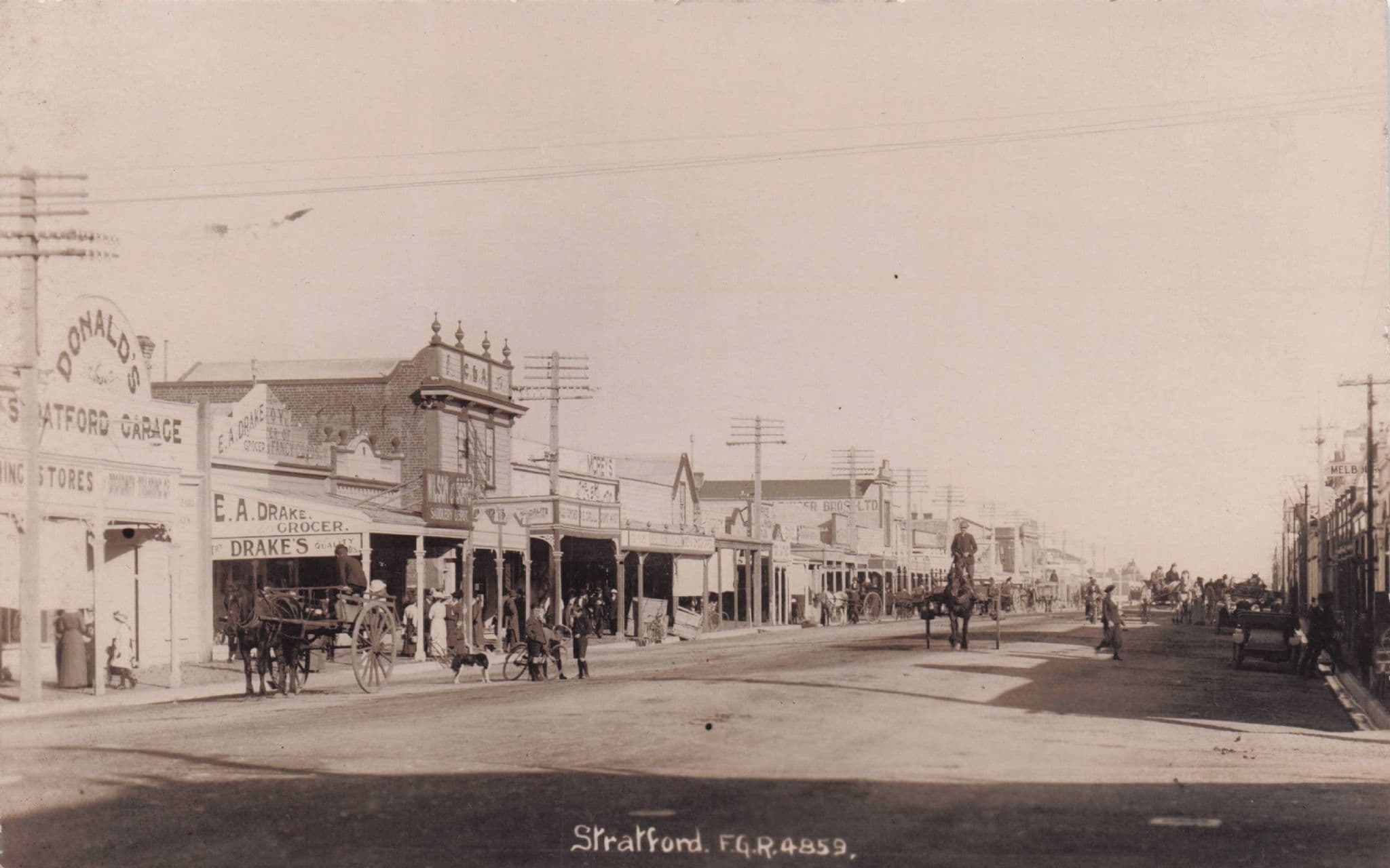 Donalds Garage Stratford New Zealand Grocers Old Real Photo Postcard