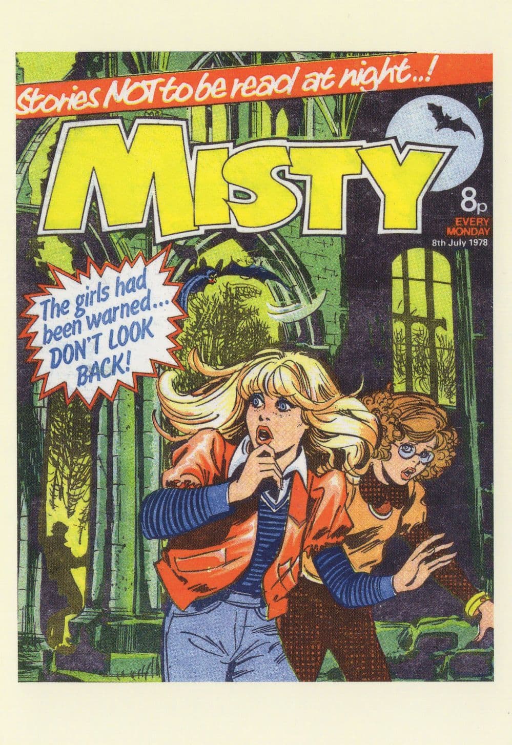 Dont Look Back Haunted Castle Misty Girls 1970s Comic Book Postcard