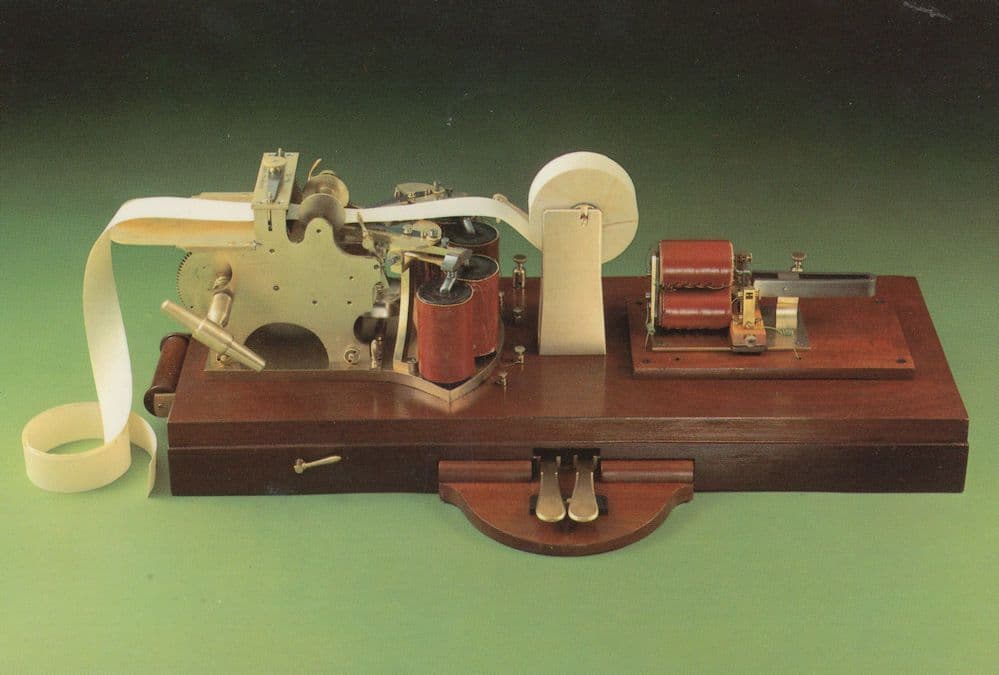 Doppelstift Telegrafenapparat Victorian German Telegraph Postcard