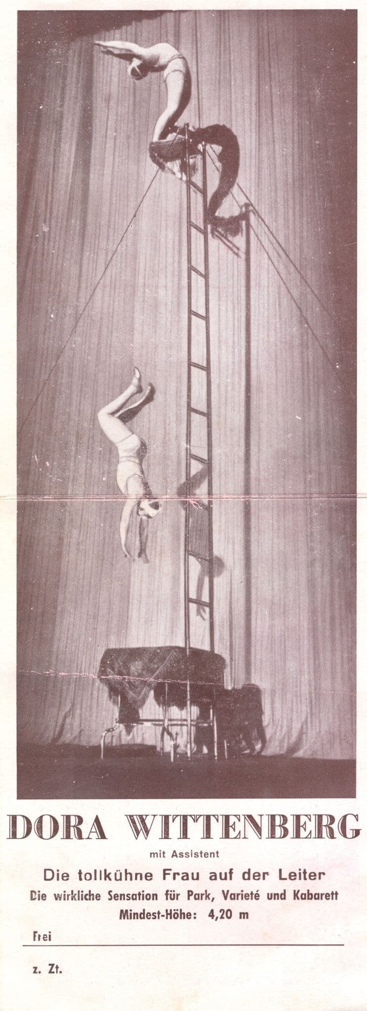 Dora Wittenberg German Circus Stunt Lady Antique Folding Postcard