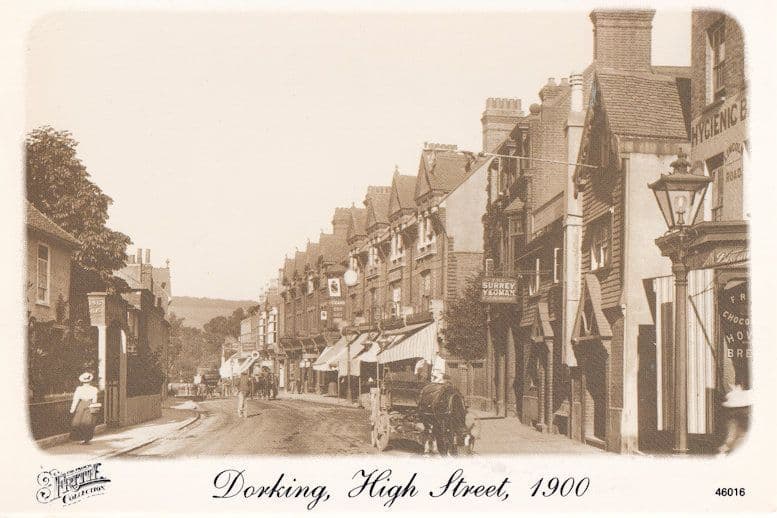 Dorking High Street Yeoman Pub in 1900 Surrey Postcard