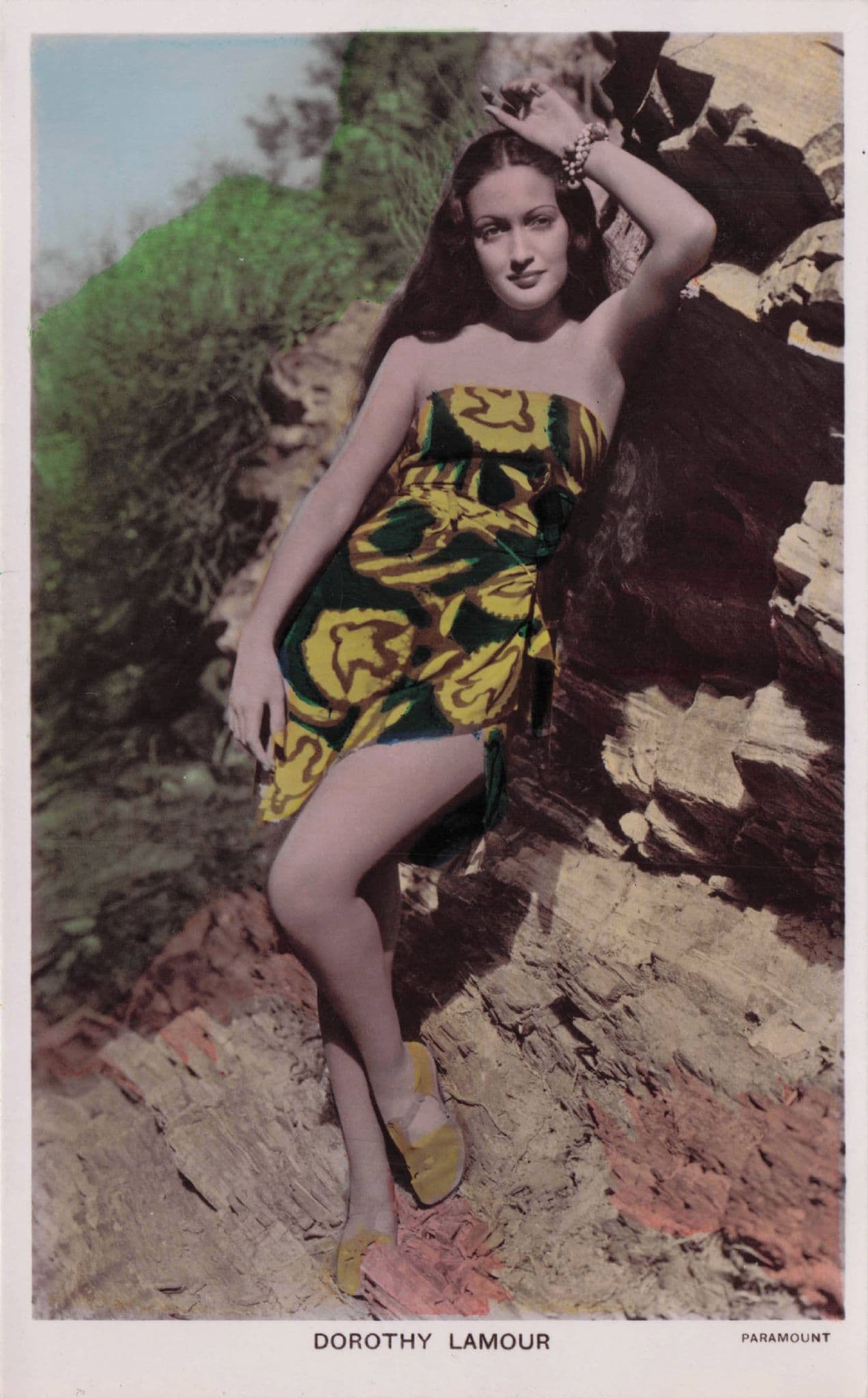 Dorothy Lamour Film Actress RARE Hand Coloured RPC Postcard
