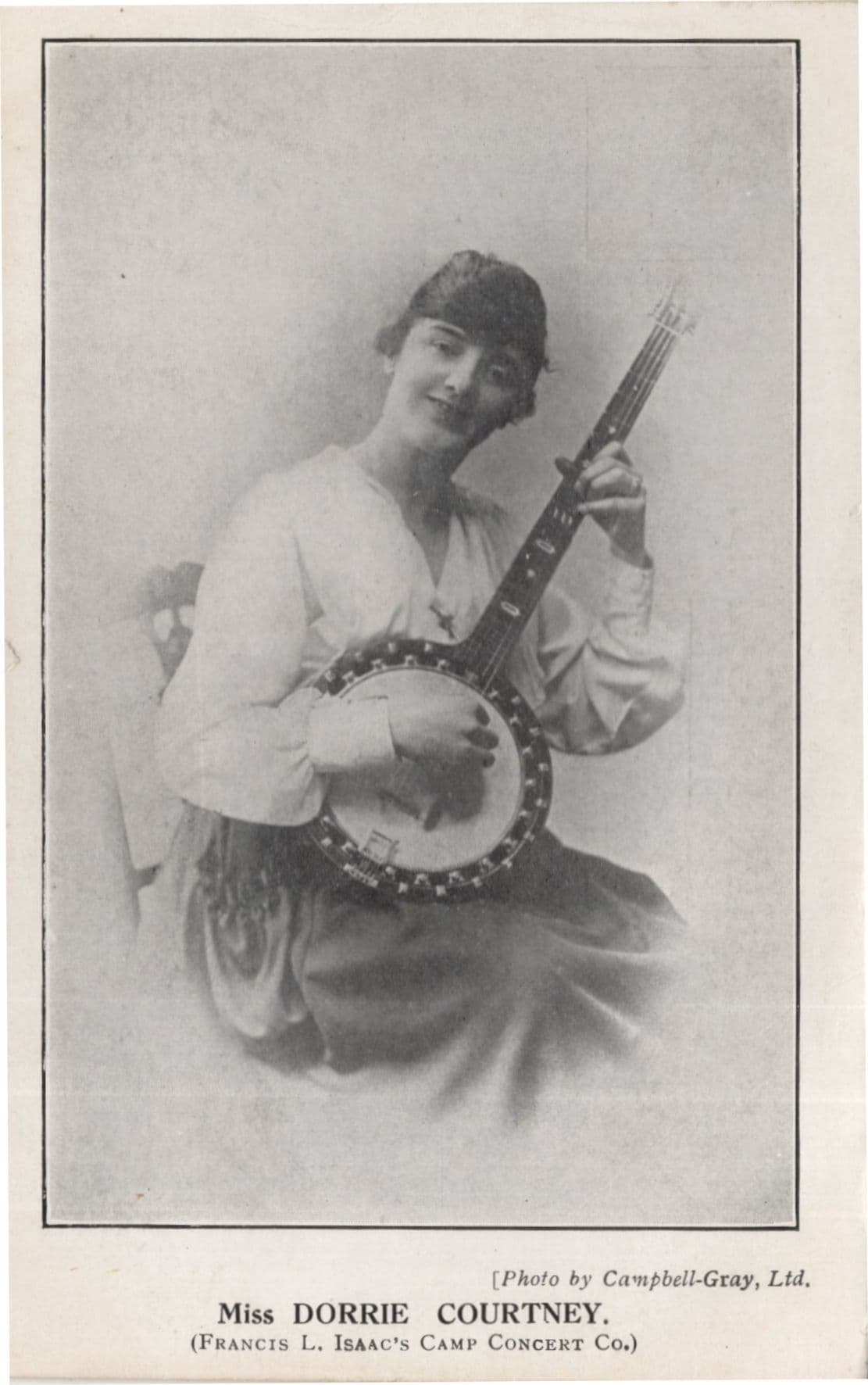 Dorrie Courtney Prison Banjo Performer Soloist Antique Postcard