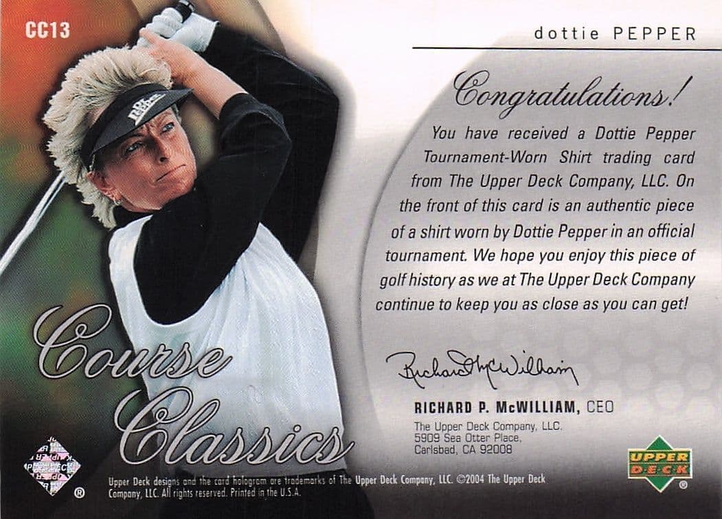 Dottie Pepper Course Classics 2004 Authentic Tournament Upper Deck Golf Shirt Card