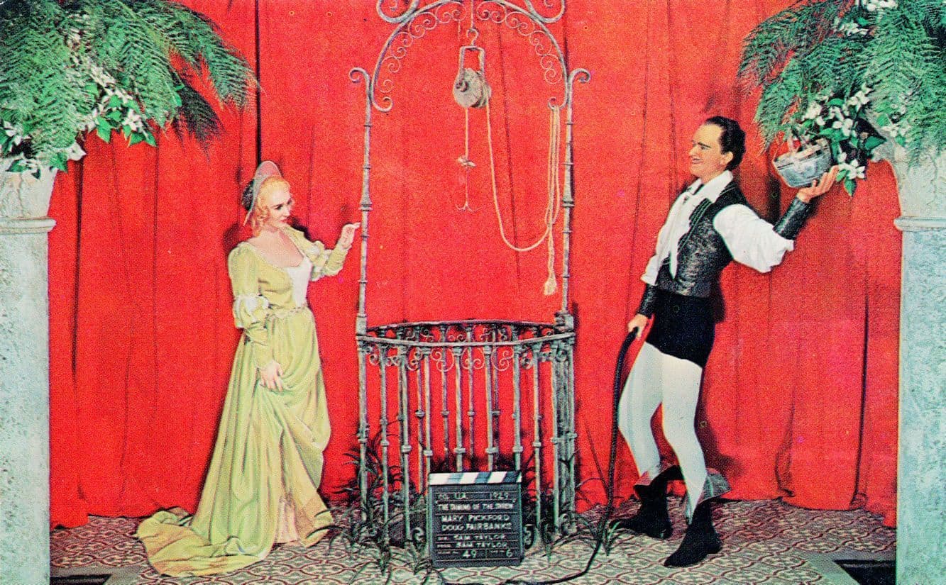 Douglas Fairbanks and Mary Pickford Movieland Wax Museum CA Waxwork Postcard