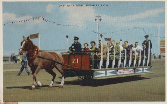 Douglas Isle Of Man Toast Rack Tram Transportation Postcard