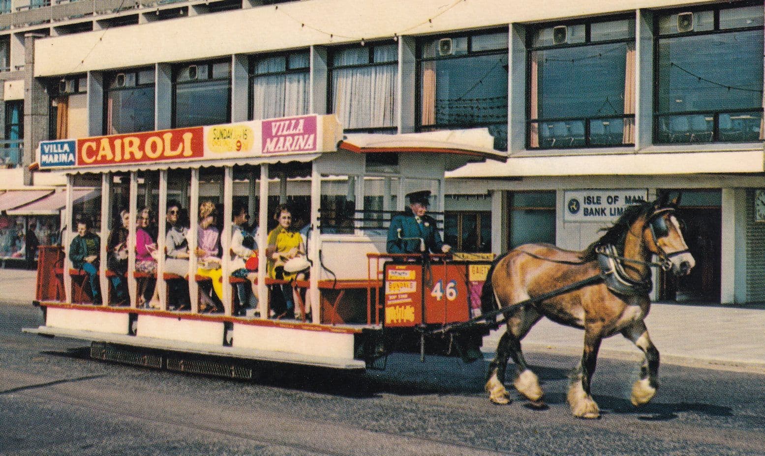 Douglas Isle Of Man Tram at Bank Cairoli 1960s Postcard
