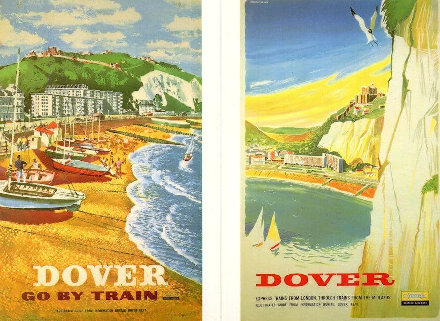 Dover By Train 2x Advertising Railway Postcard s