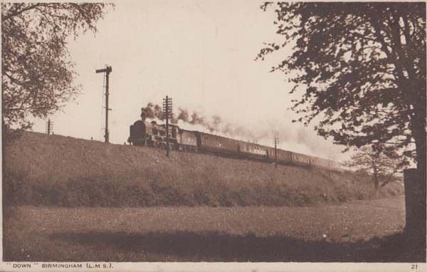 Down Birmingham Train Antique Railway London Photochrom Railways Postcard