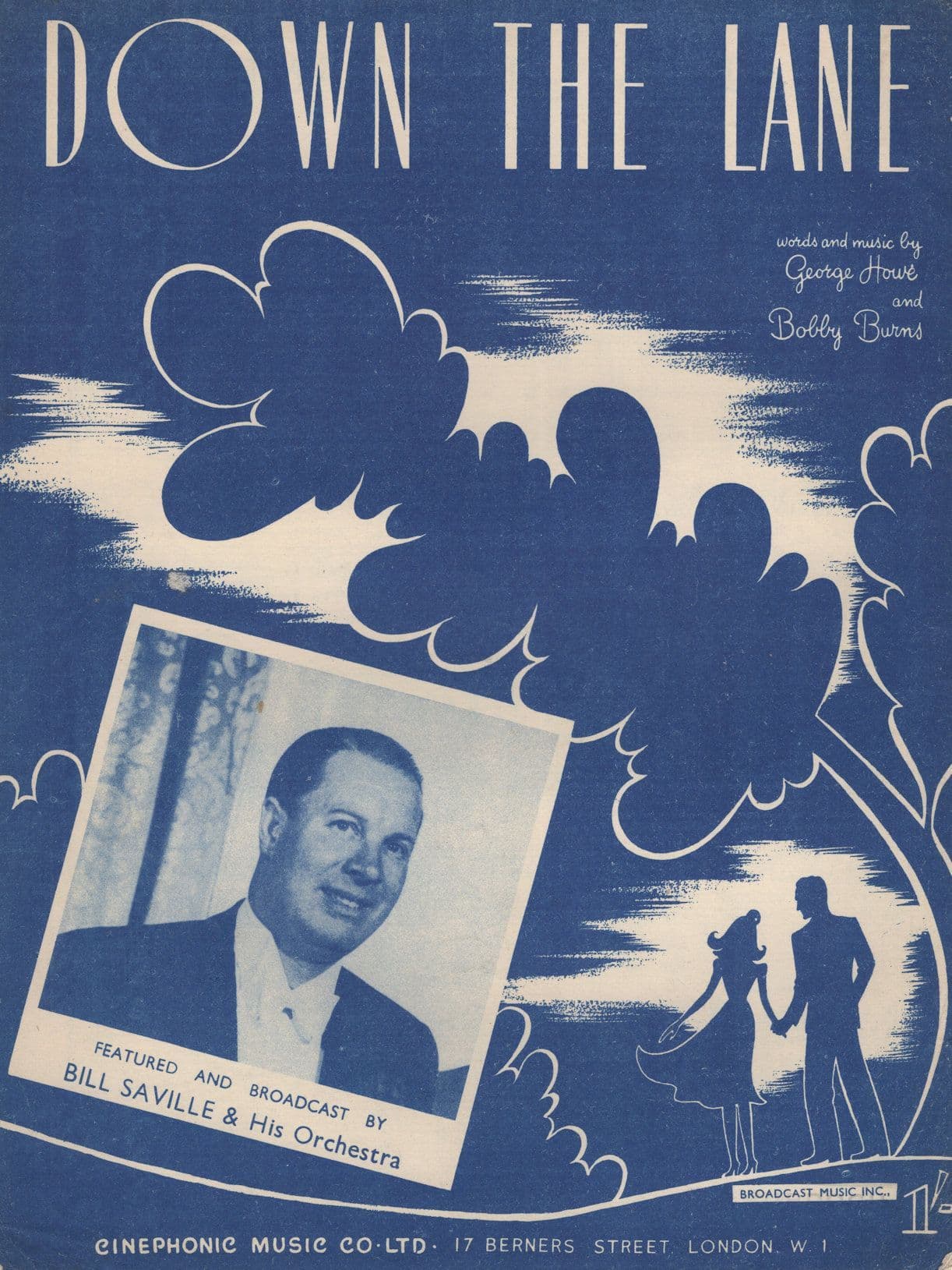 Down The Lane Bill Saville Bobby Burns Rare Sheet Music