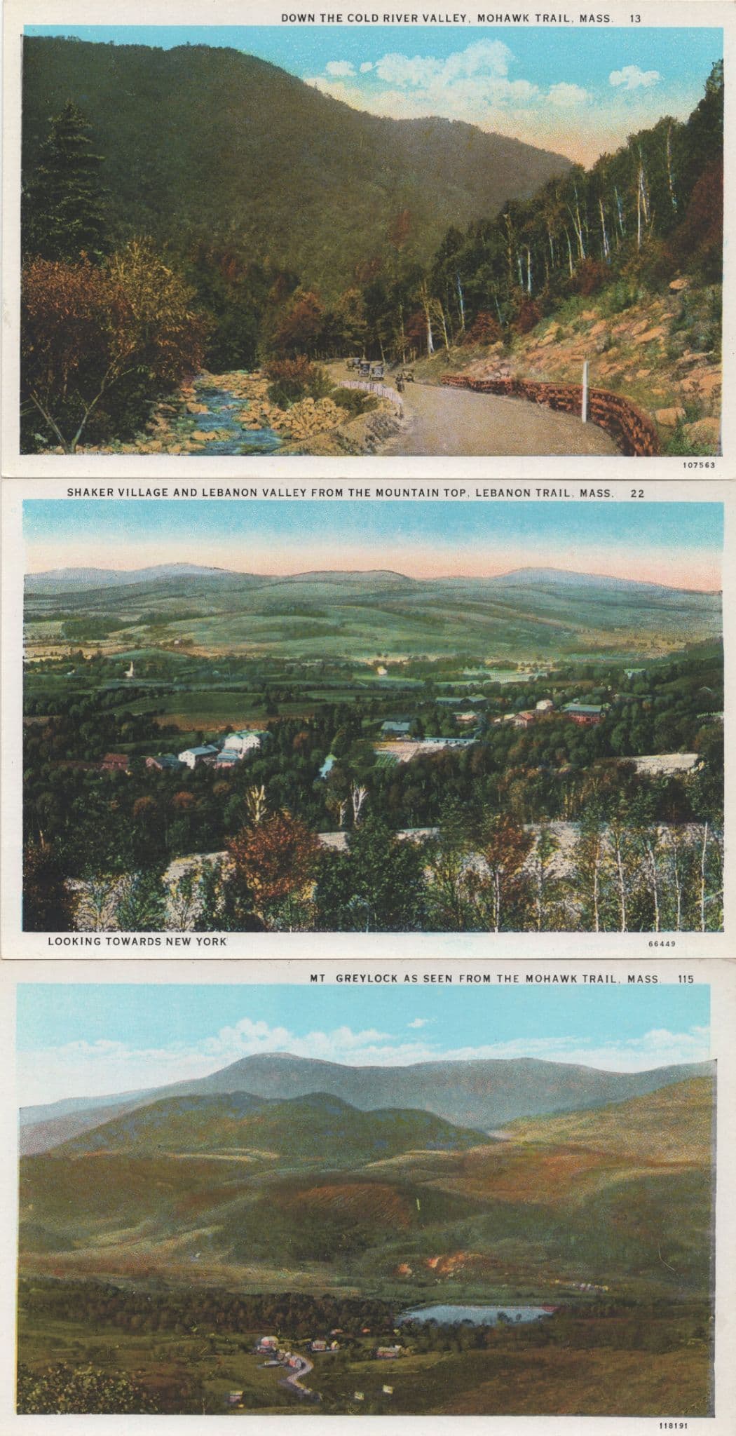 Down The Old River Valley Mass Lebabon Trail 3x Old USA Postcard s