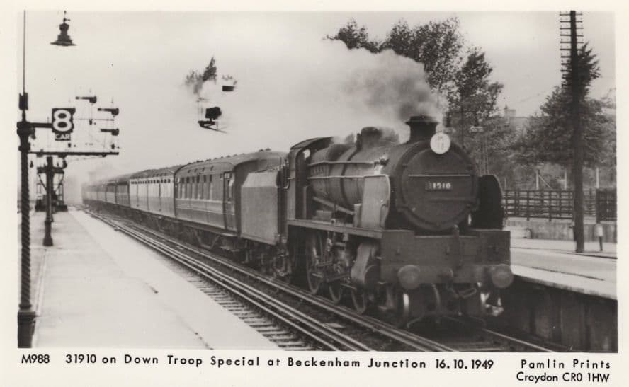 Down Troop Special at Beckenham Junction Train Postcard