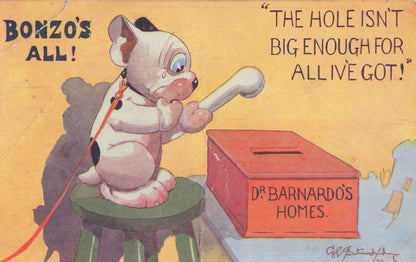 Dr Barnardo's Homes Helpers League Bonzo Worn Comic Postcard