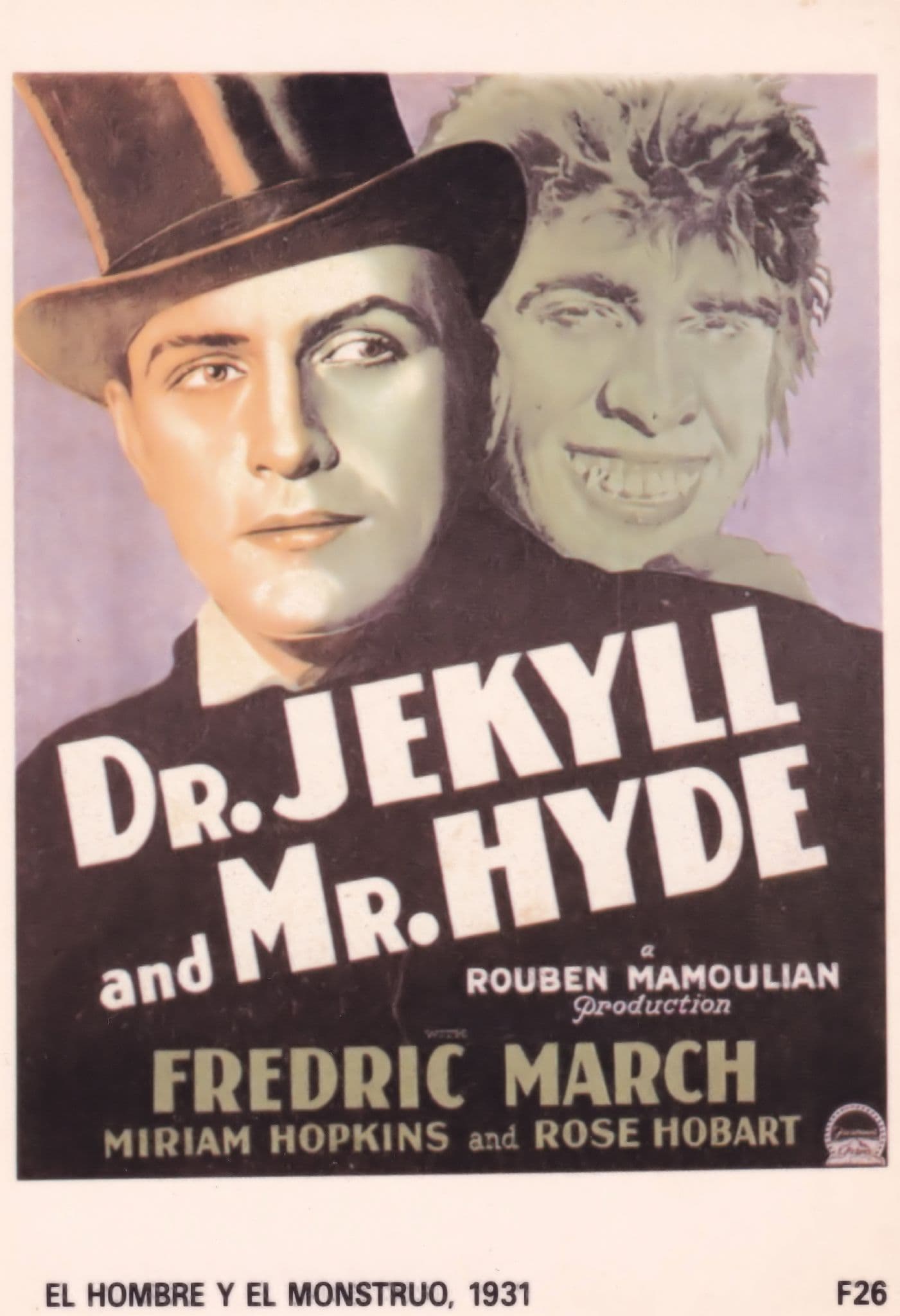 Dr Jekyll & Mr Hyde Frederic March Spanish Film Poster Postcard