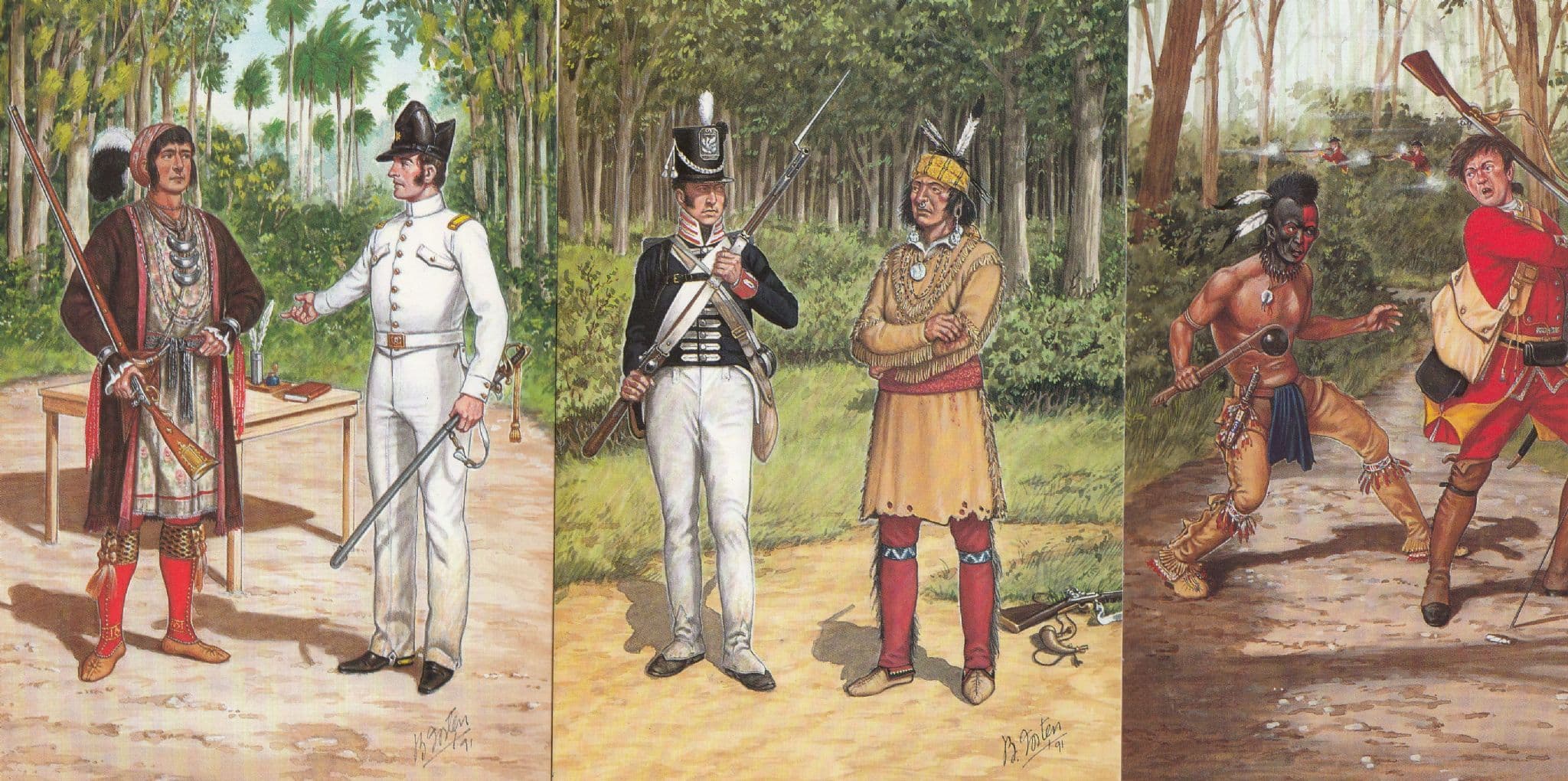 Dragoons 4th 2nd Regiment of US Infantry American Indian War 3x Uniform Postcard s