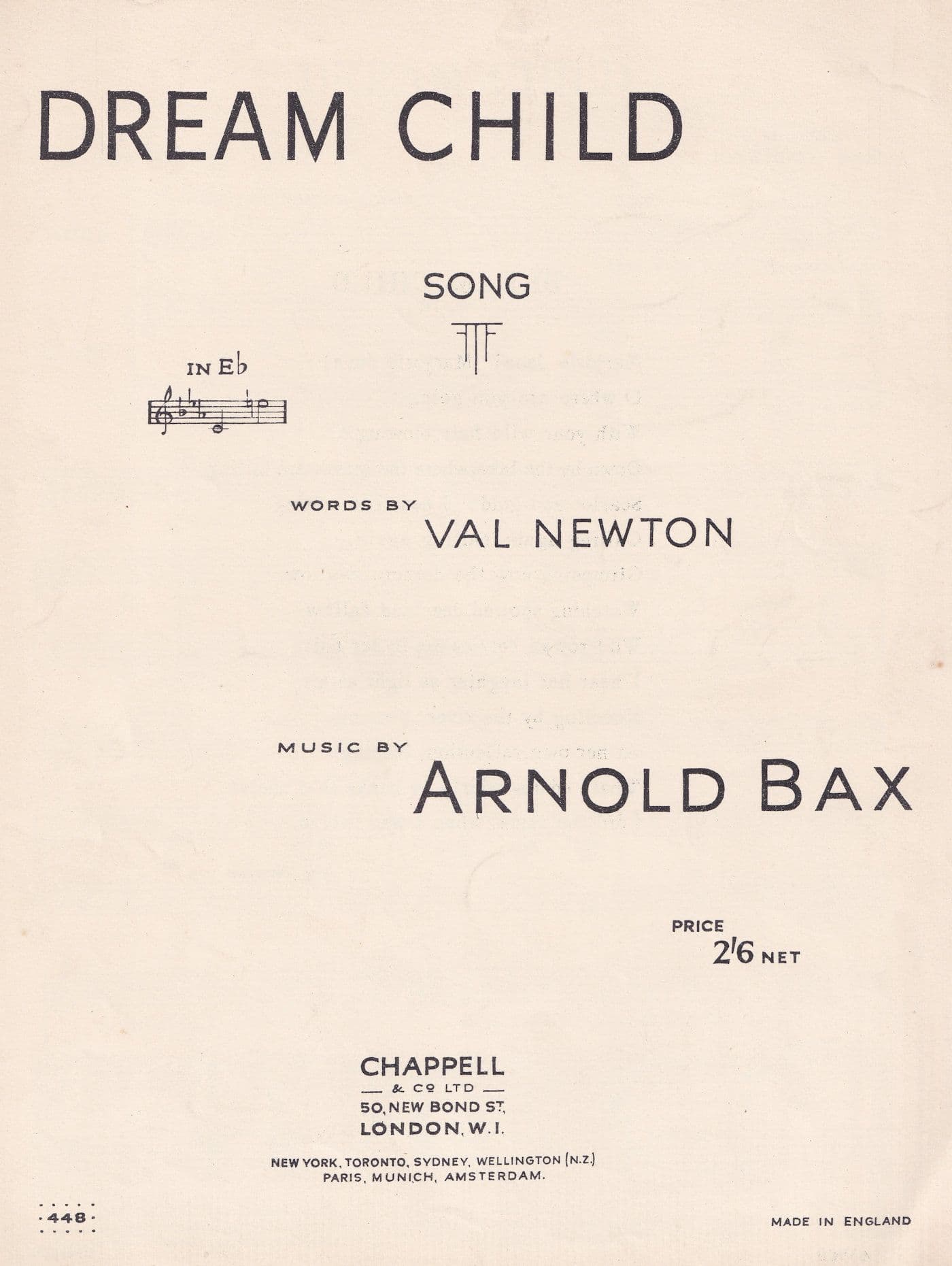 Dream Child Arnold Bax Olde Sheet Music