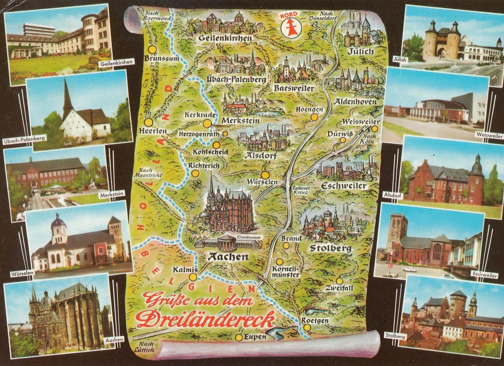 Dreilandereck Switzerland Map Postcard