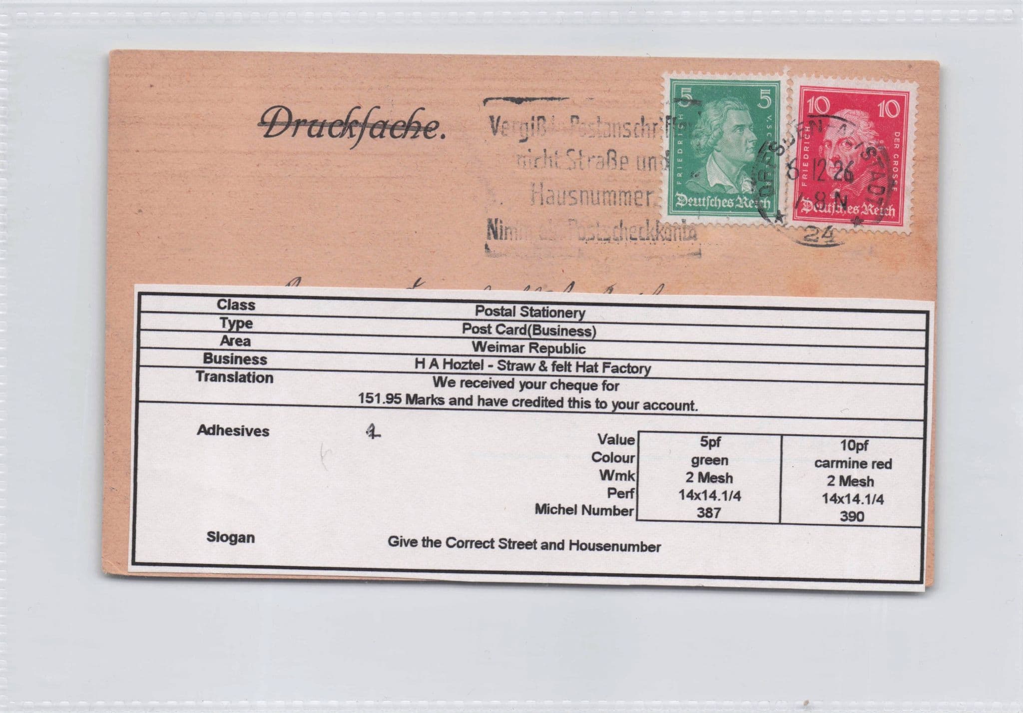 Dresden Straw & Hat Fashion Factory Antique German Antique Postcard