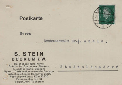Dresdner Bank Beckum Rhine Financial Costs Old German Postcard