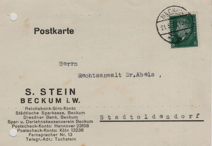 Dresdner Bank Beckum Rhine German Money Receipt To Doctor Old Postcard