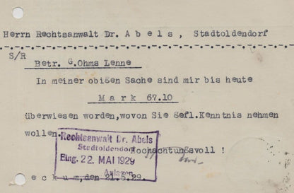 Dresdner Bank Beckum Rhine German Money Receipt To Doctor Old Postcard