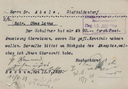 Dresdner Bank Beckum Rhine Postal Order Receipt Old German Postcard