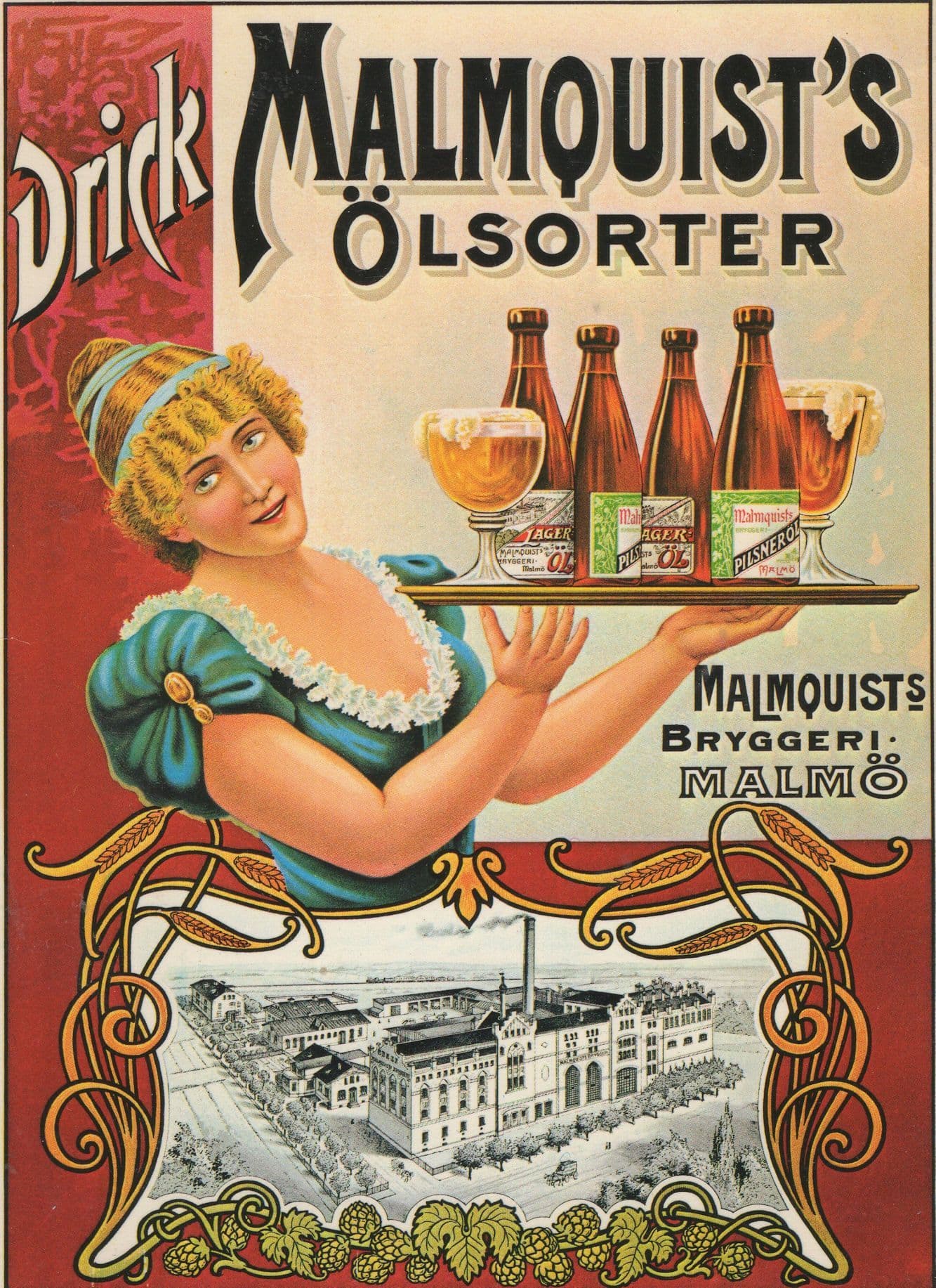 Drink Malmquist's Olsorter Alcohol French Advertising Postcard