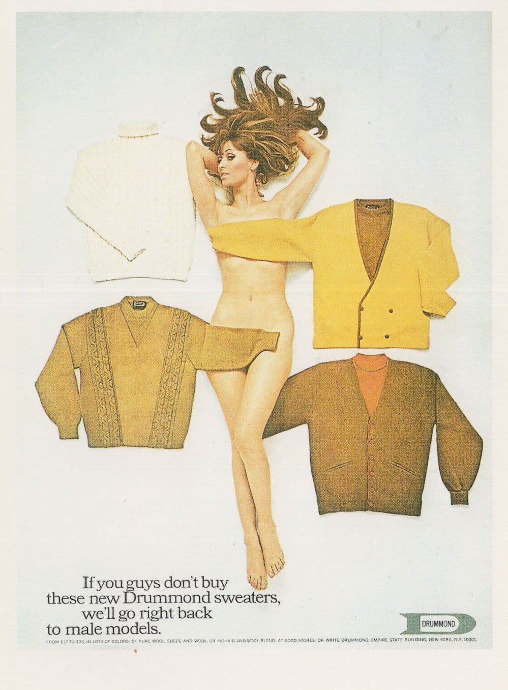 Drummond Sweaters Male Vs Female Clothes Models Advertising Postcard