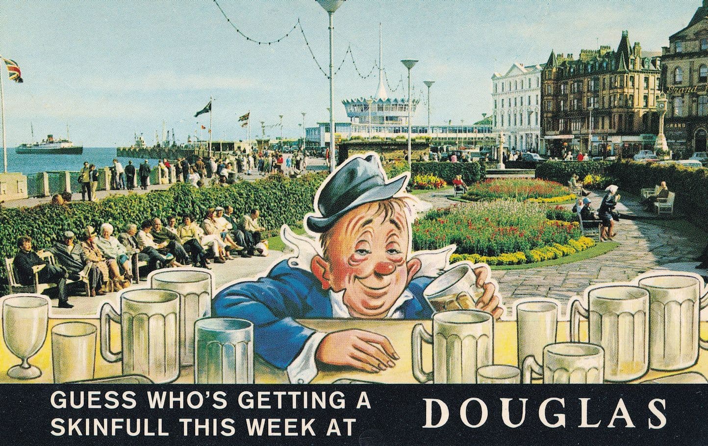 Drunk Alcohol Beer At Douglas Isle Of Man Drinking Holiday Postcard