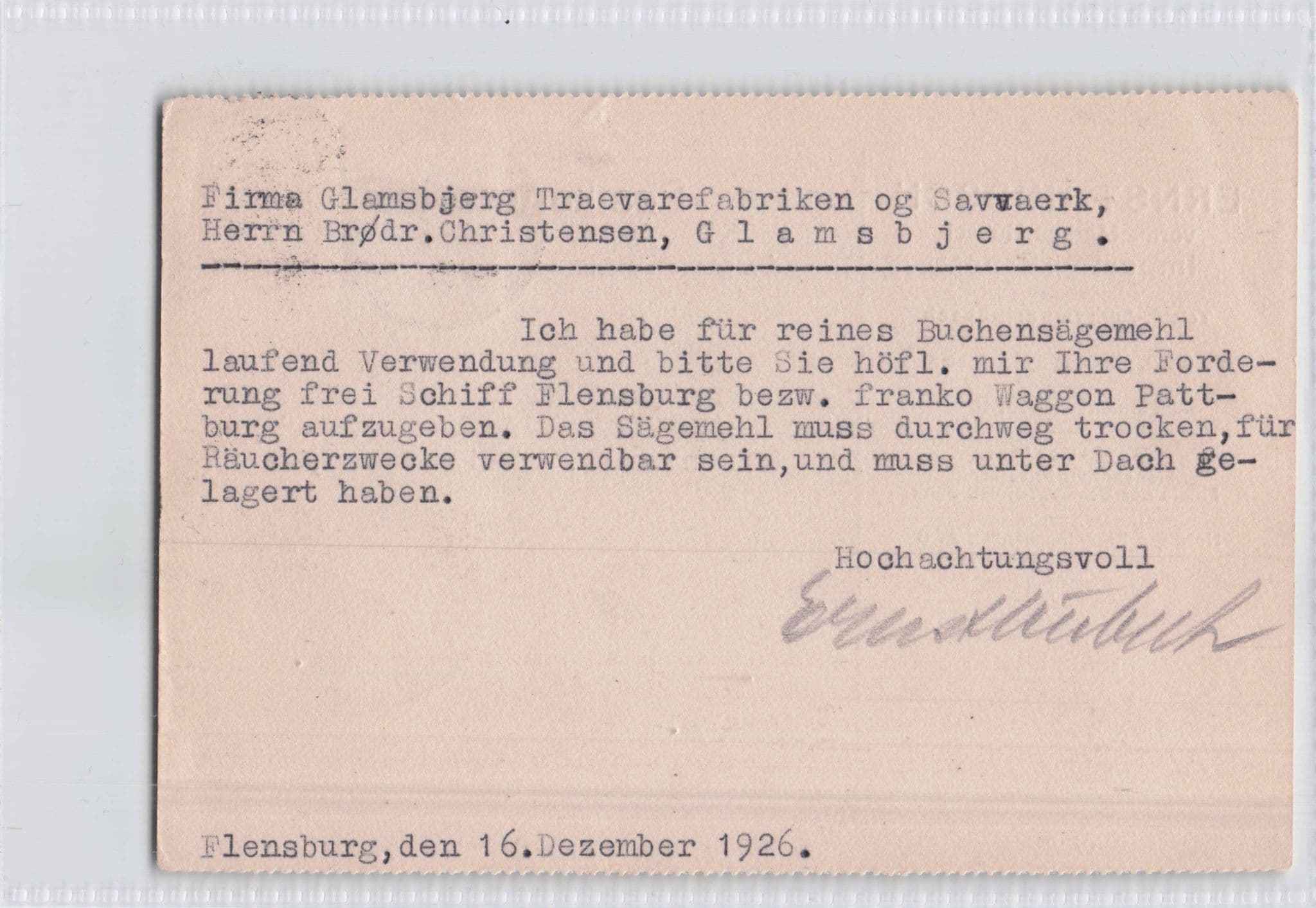 Dry Sawdust Request Flensburg Ship Pattiburg Train German Old Postcard