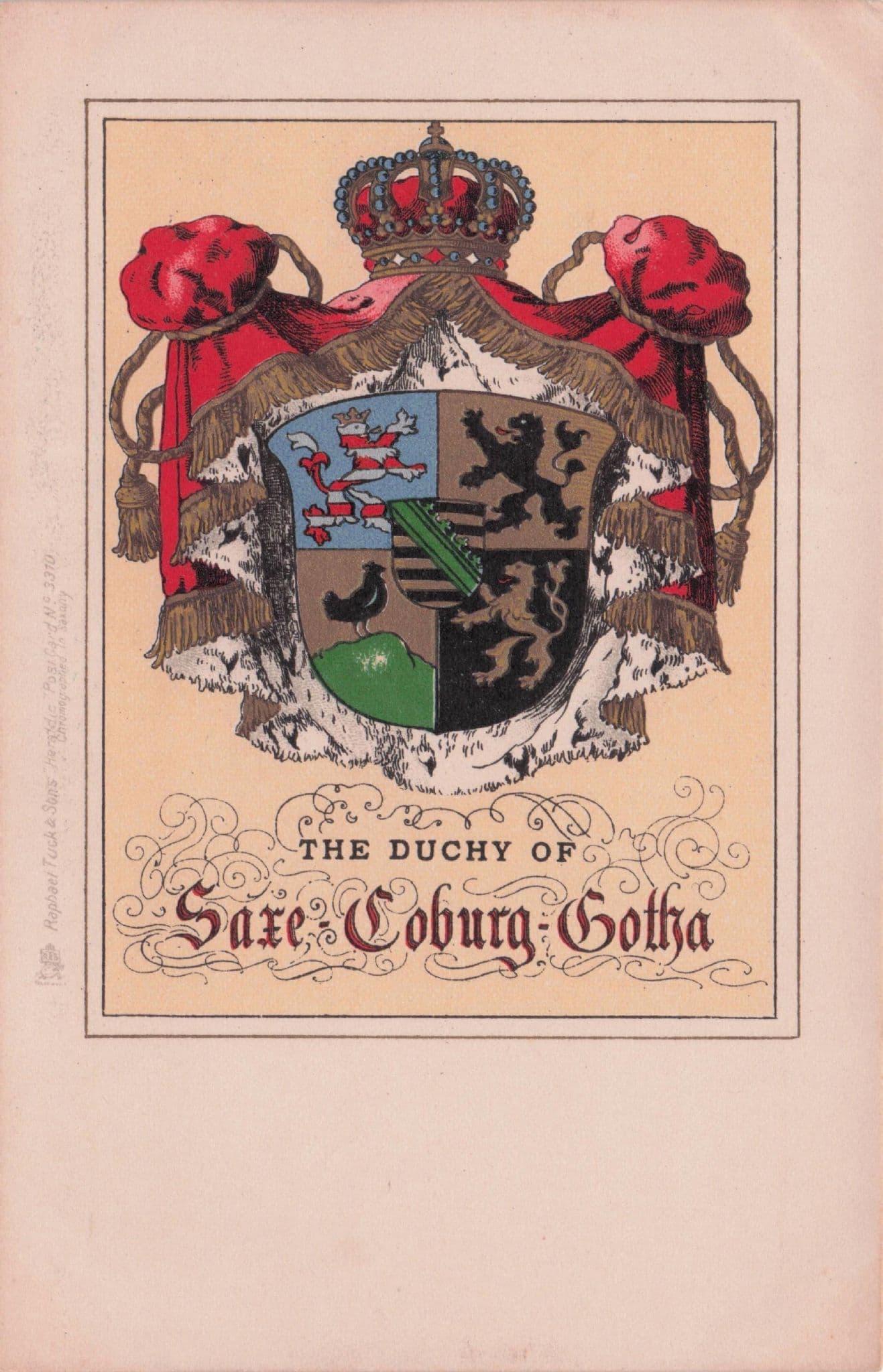 Duchy Of Sare Coburg Gotha Thuringia Germany Shield Antique Postcard
