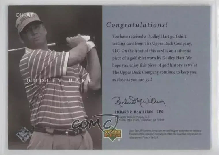 Dudley Hart Original Upper Deck Shirt Golf Rare Limited Threads Card